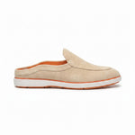 Riviera Beige - Italian Suede Leather Backless Slip-On Mule Loafers for Men – Casual Summer-Walk Half Shoes