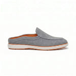 Riviera Ash Grey Italian Suede Leather Mules for Men – Breathable Backless Slip-On Shoes for Casual & Everyday Wear