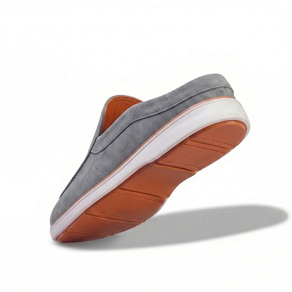 Hayes London | Riviera Ash Grey Italian Suede Leather Mules for Men – Breathable Backless Slip-On Shoes for Casual & Everyday Wear