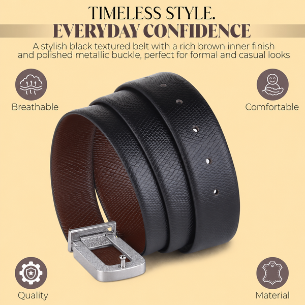 Hayes London | Cronos Viper Black & Brown Italian Leather Reversible Belt for Men – Silver Buckle