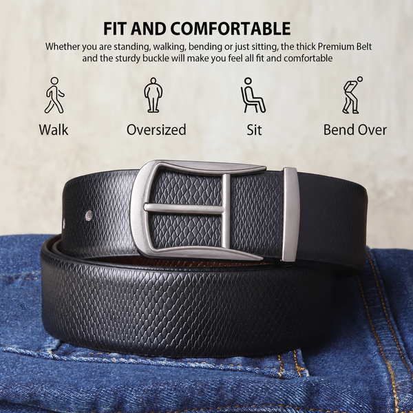 Hayes London | Cronos Viper Black & Brown Italian Leather Reversible Belt for Men – Matte Grey Buckle