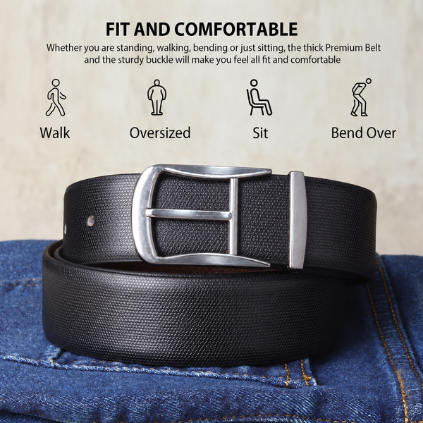 Cronos Braided Black & Brown Italian Leather Reversible Belt for Men – Silver Buckle