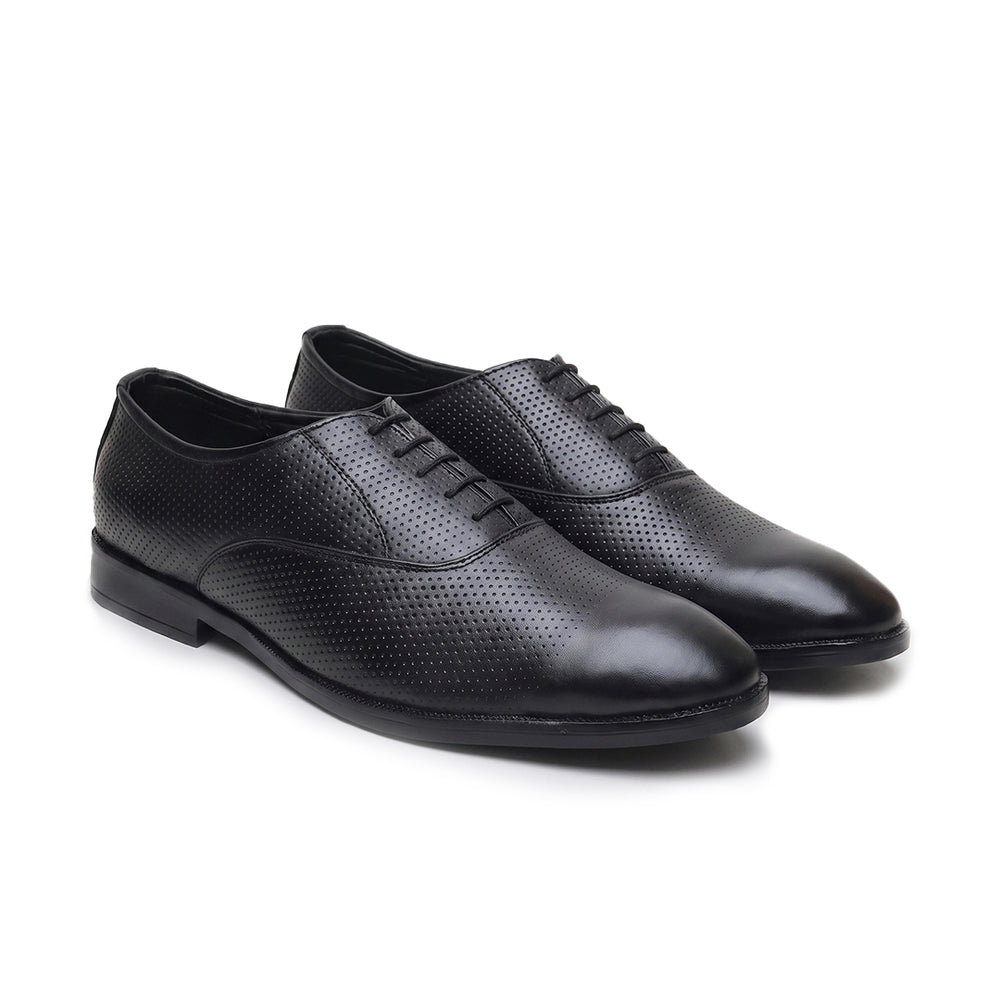 Hayes London | Troy Oxford Shoes – Black Perforated Genuine Leather Men’s Office Shoes