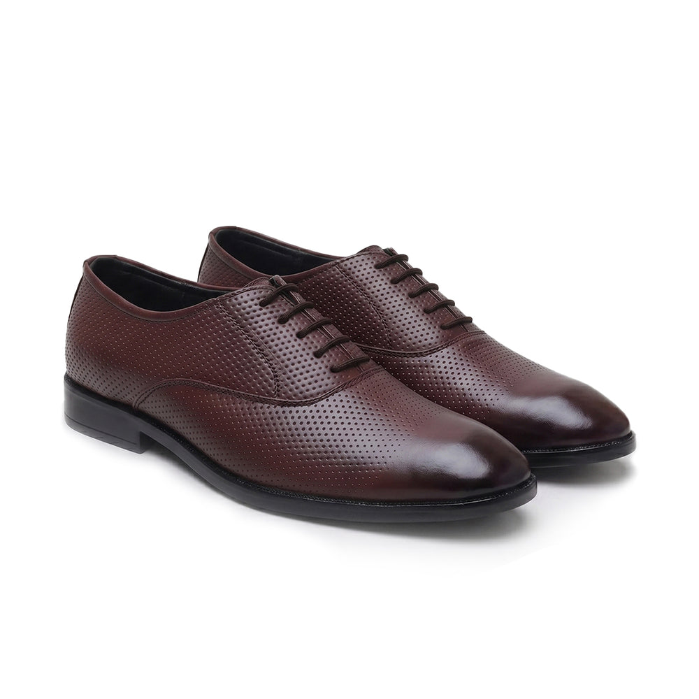 Hayes London | Troy Oxford Shoes – Brown Perforated Genuine Leather Men’s Office Shoes