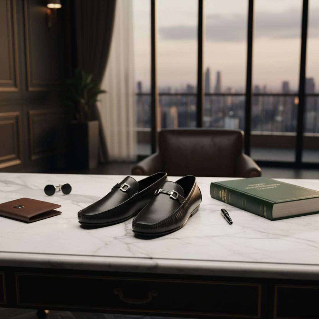 Hayes London | Belfort Driving Loafers – Black Plain Genuine Leather Men’s Shoes