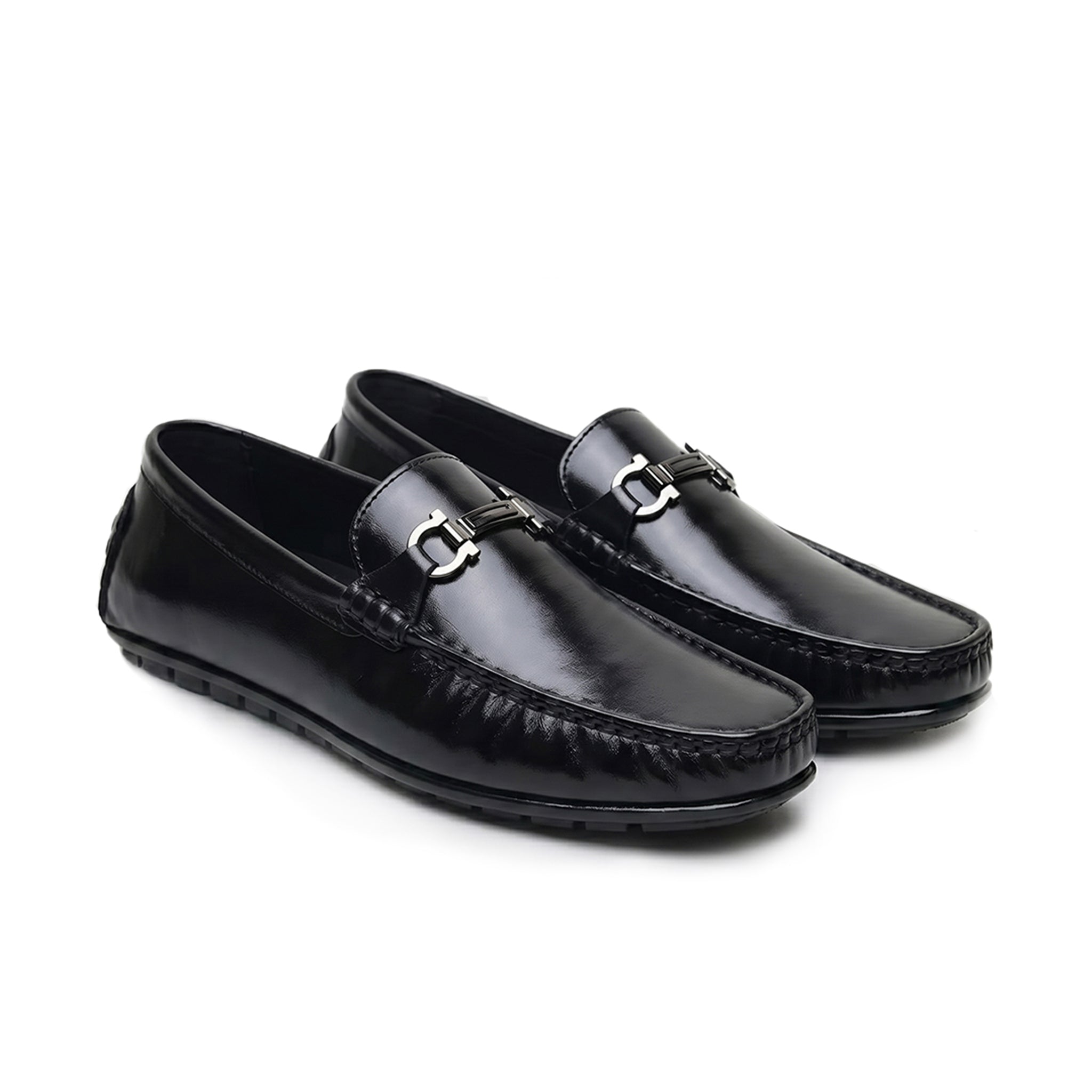 Hayes London | Belfort Driving Loafers – Black Plain Genuine Leather Men’s Shoes