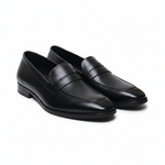 Belmonte Black Formal Penny Loafers for Men – Genuine Leather Slip-On Shoes for Office & Party Wear