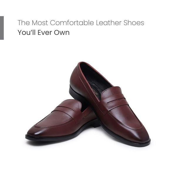 Hayes London | Belmonte Brown Formal Penny Loafers for Men – Genuine Leather Slip-On Shoes for Office & Party Wear