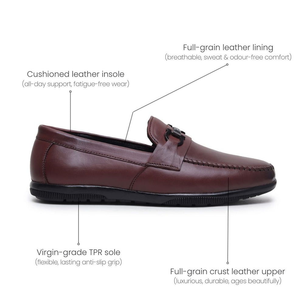 Hayes London | Blaze Horsebit Loafers – Brown Plain Genuine Leather Men’s Shoes