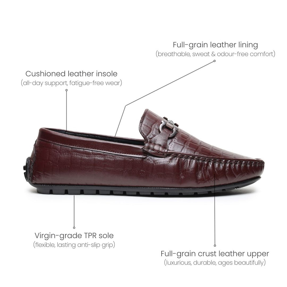 Hayes London | Cruze Driving Loafers – Brown Croco Genuine Leather Men’s Shoes