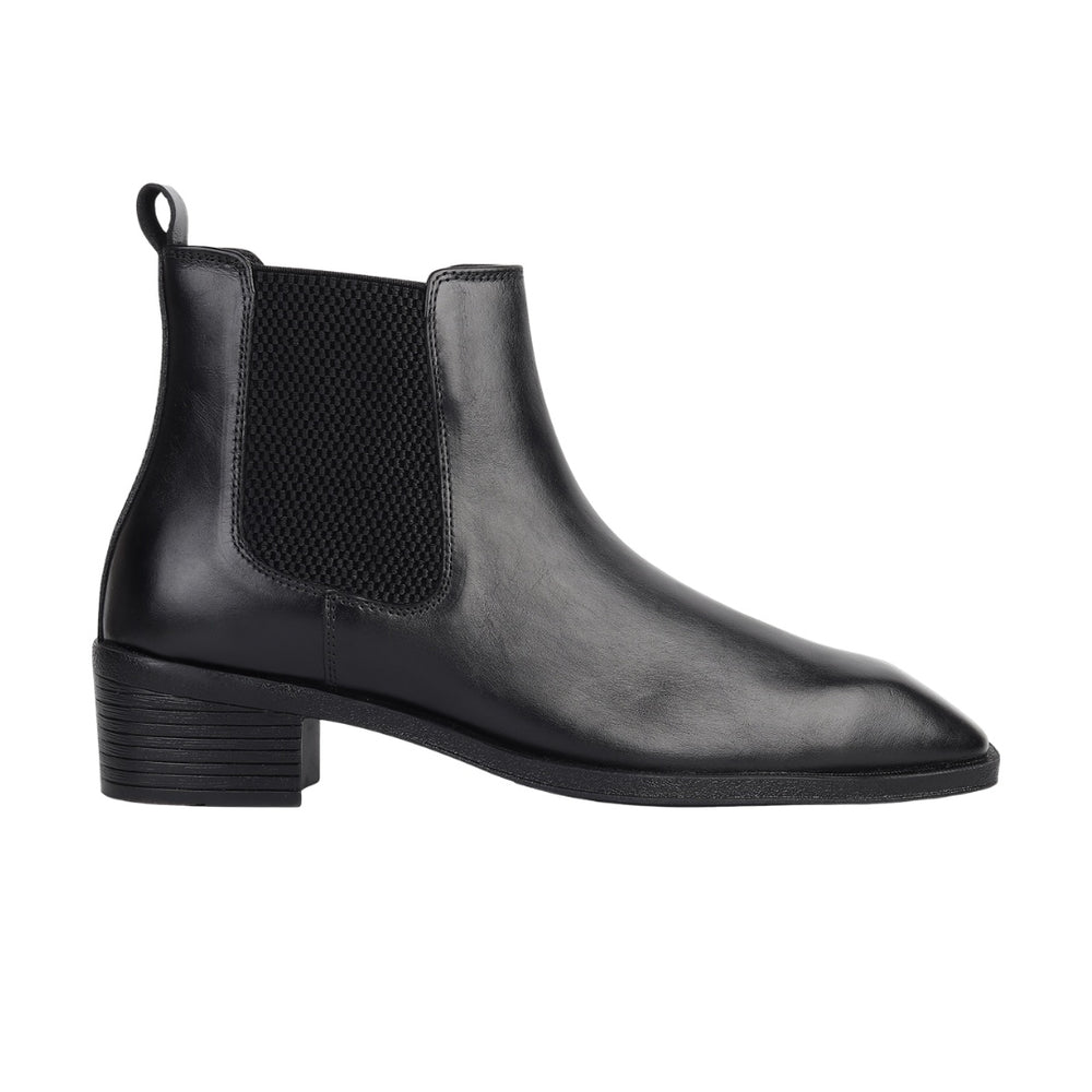 Hayes London | Dominion Cuban Heel Boots – Black Plain Genuine Leather Men’s Boots (2.5-Inch Heel & Tapered Almond Toe Design)