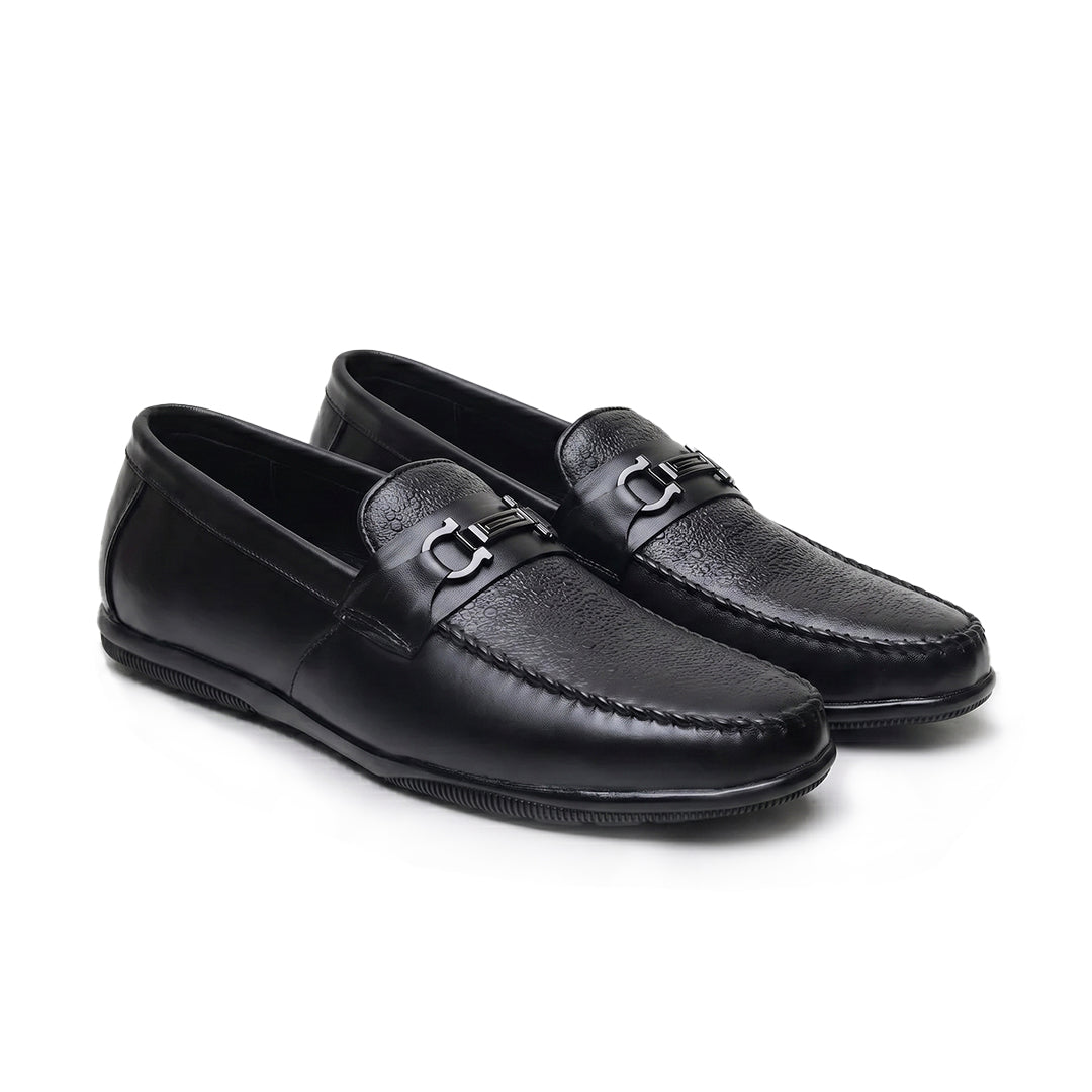 Hayes London | Falcon Horsebit Loafers – Black Pebbled Genuine Leather Men’s Shoes
