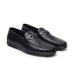 Hayes London | Falcon Horsebit Loafers – Black Pebbled Genuine Leather Men’s Shoes