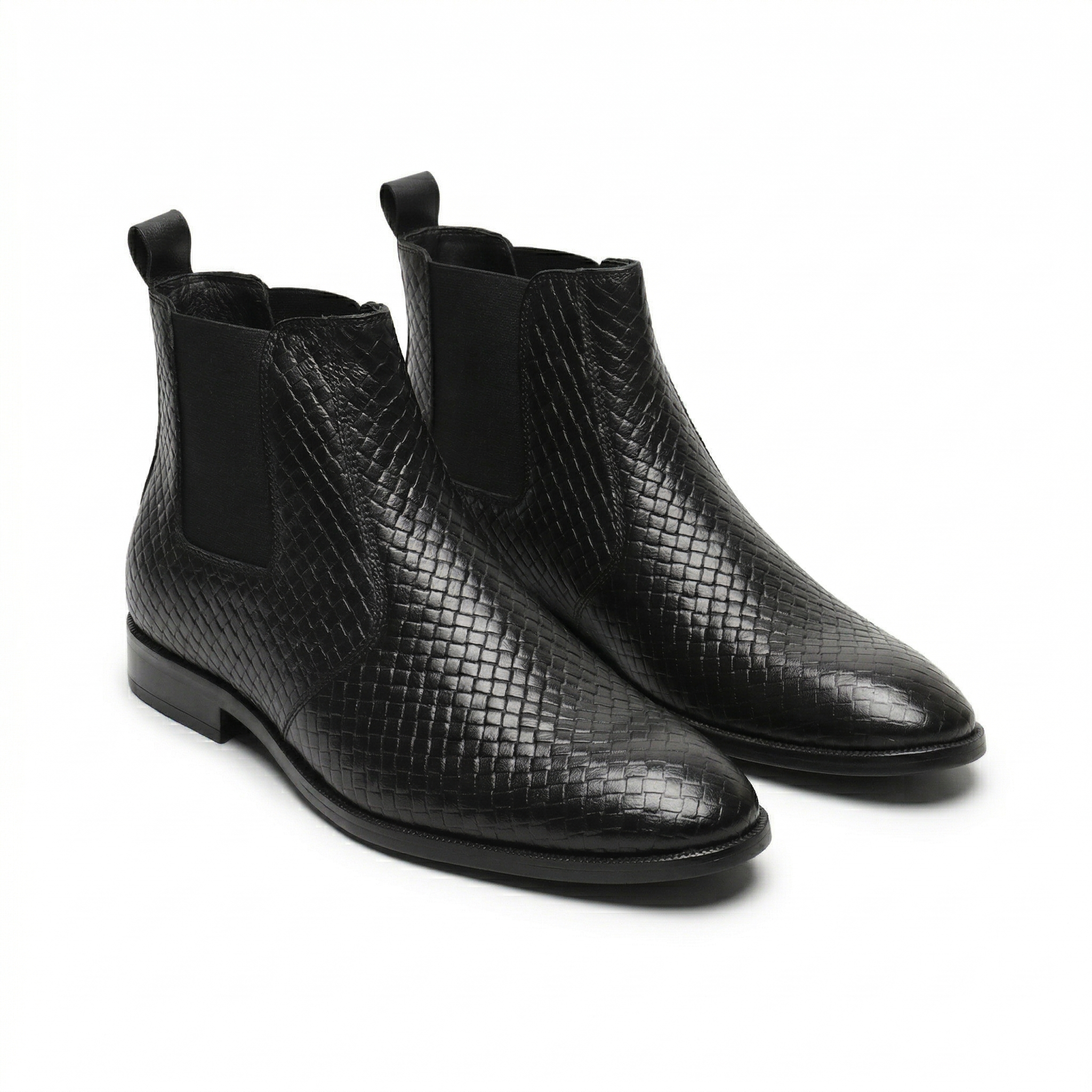 Hayes London | Griffin Chelsea Boots – Black Textured Genuine Leather Men’s Shoes