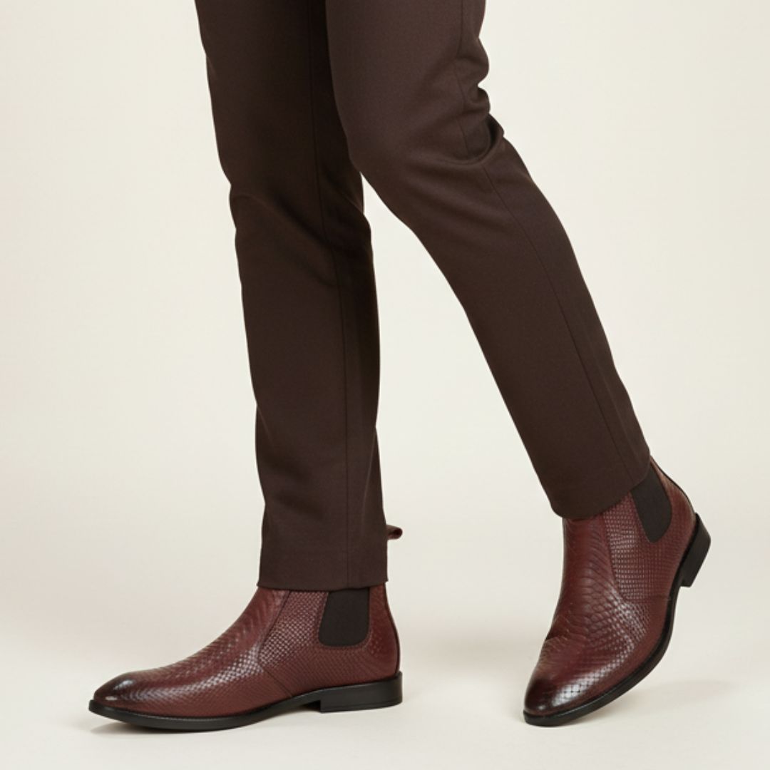 Hayes London | Hawk Chelsea Boots – Brown Textured Genuine Leather Men’s Shoes