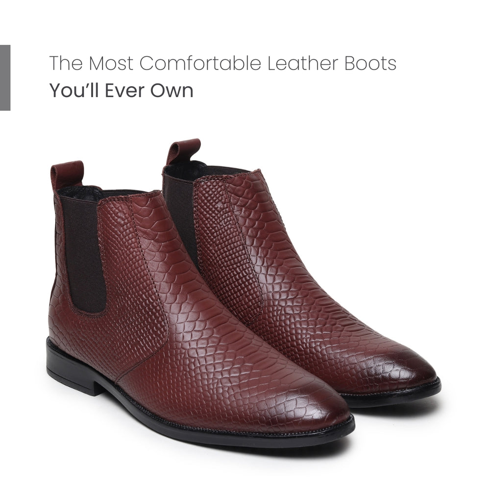 Hayes London | Hawk Chelsea Boots – Brown Textured Genuine Leather Men’s Shoes