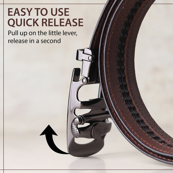 Hayes London | Atlas Auto-Lock No-Hole Genuine Leather Belt for Men – Micro-adjustable Smart Belt for Formal & Casual Wear (Croco Brown)