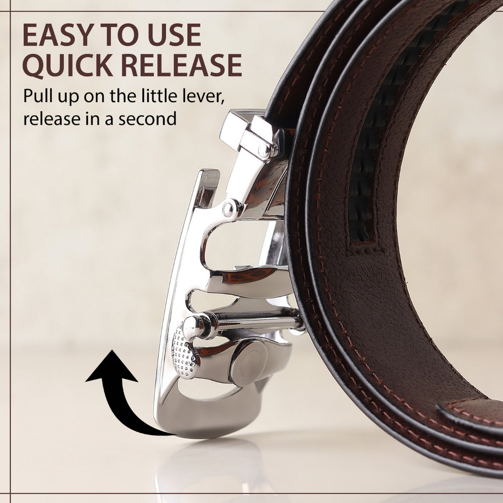 Hayes London | Atlas Auto-Lock No-Hole Genuine Leather Belt for Men – Micro-adjustable Smart Belt for Formal & Casual Wear (Croco Brown)