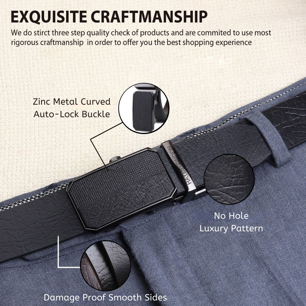 Hayes London | Asgard Auto-Lock No-Hole Genuine Leather Belt for Men – Micro-adjustable Reversible Black & Brown Belt for Formal & Casual Wear