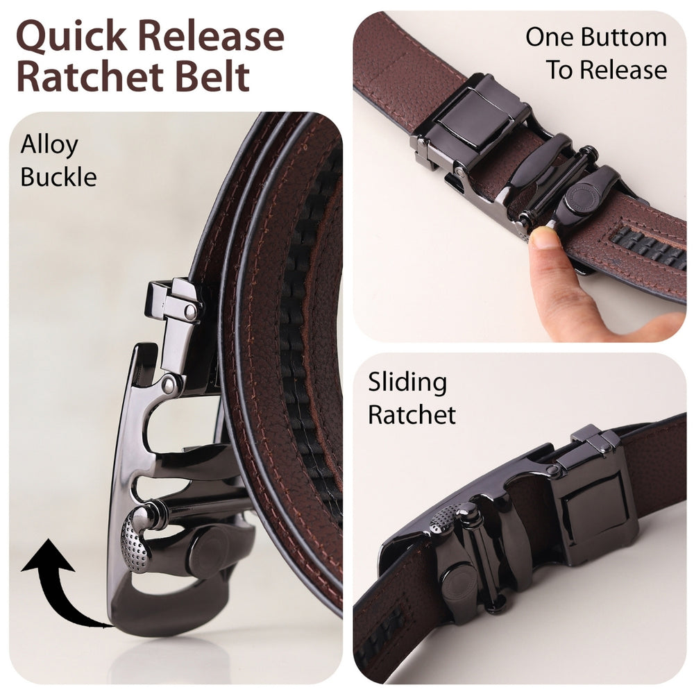 Hayes London | Atlas Auto-Lock No-Hole Genuine Leather Belt for Men – Micro-adjustable Smart Belt for Formal & Casual Wear (Croco Brown)