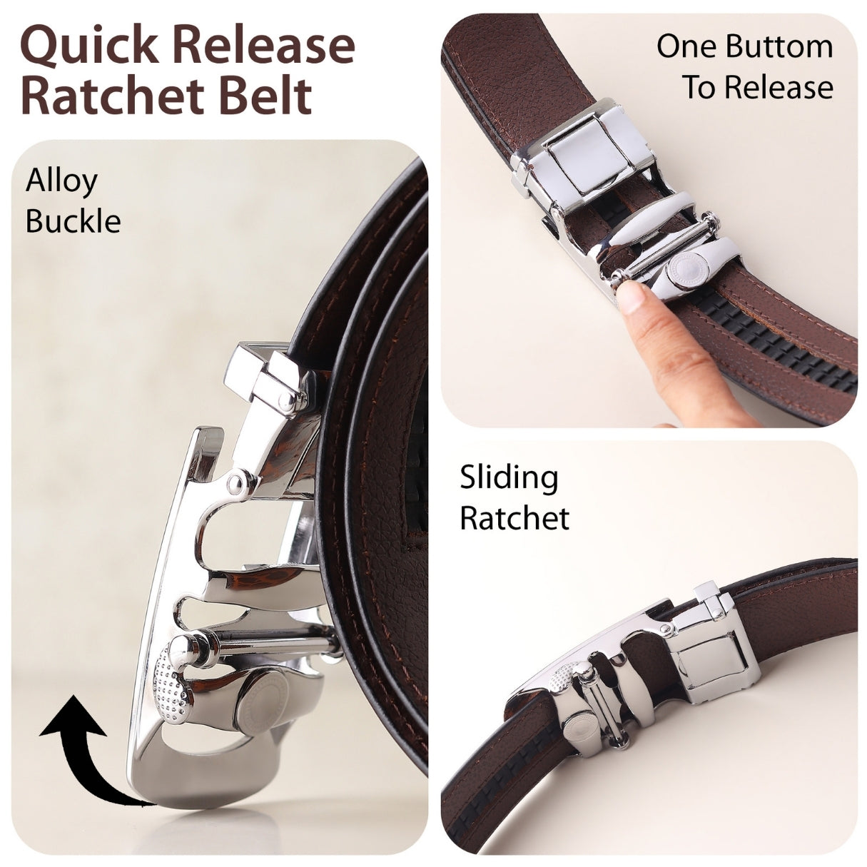 Hayes London | Atlas Auto-Lock No-Hole Genuine Leather Belt for Men – Micro-adjustable Smart Belt for Formal & Casual Wear (Croco Brown)