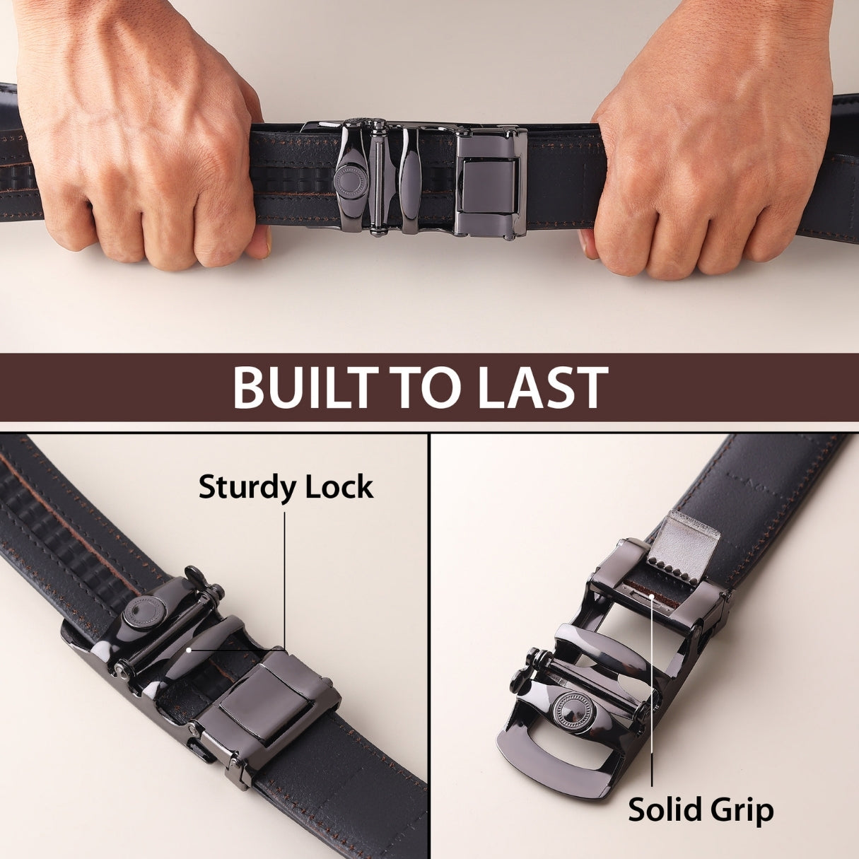 Hayes London | Atlas Auto-Lock No-Hole Genuine Leather Belt for Men – Micro-adjustable Smart Belt for Formal & Casual Wear (Croco Black)