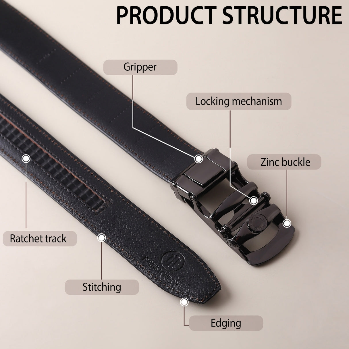 Hayes London | Atlas Auto-Lock No-Hole Genuine Leather Belt for Men – Micro-adjustable Smart Belt for Formal & Casual Wear (Croco Black)