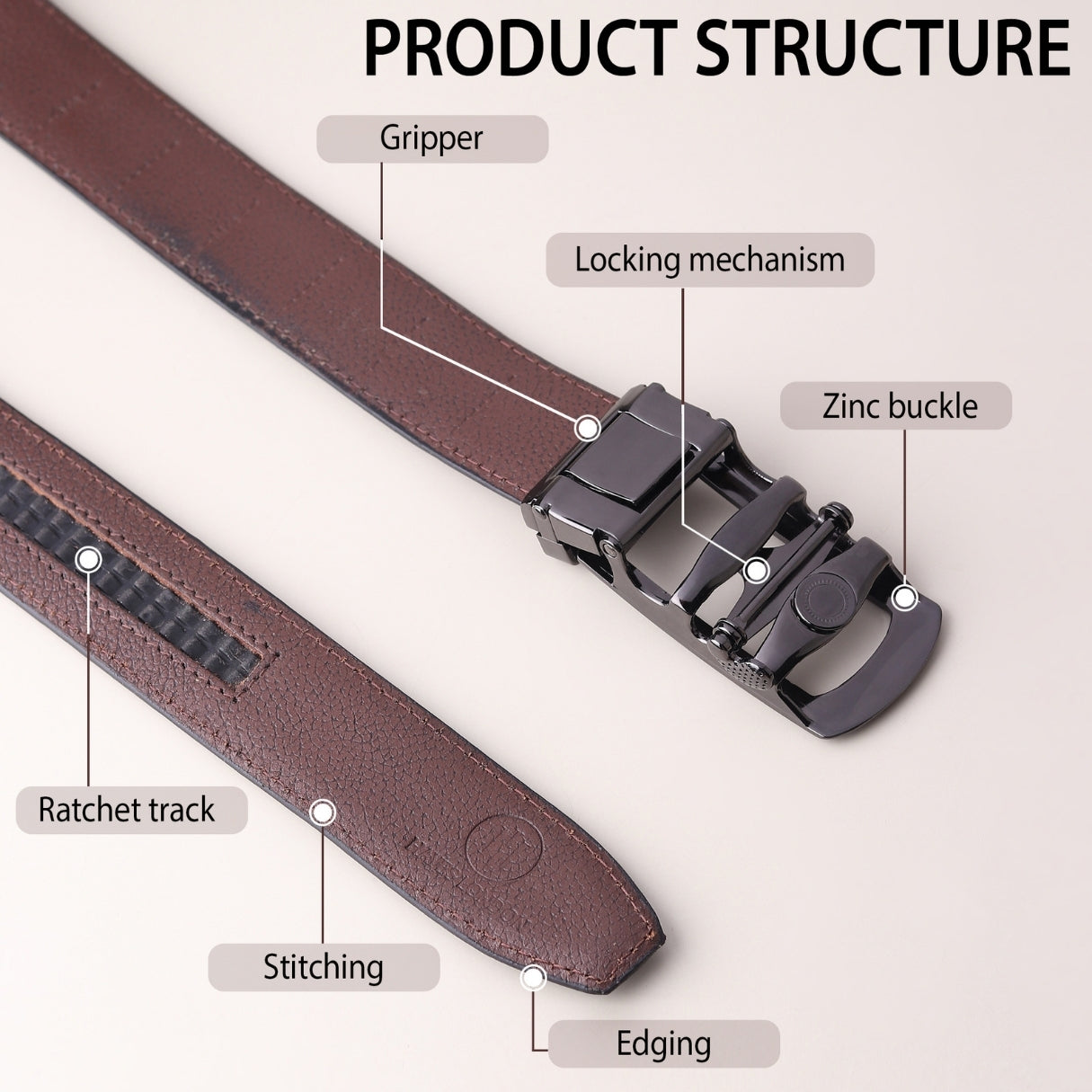 Hayes London | Atlas Auto-Lock No-Hole Genuine Leather Belt for Men – Micro-adjustable Smart Belt for Formal & Casual Wear (Croco Brown)