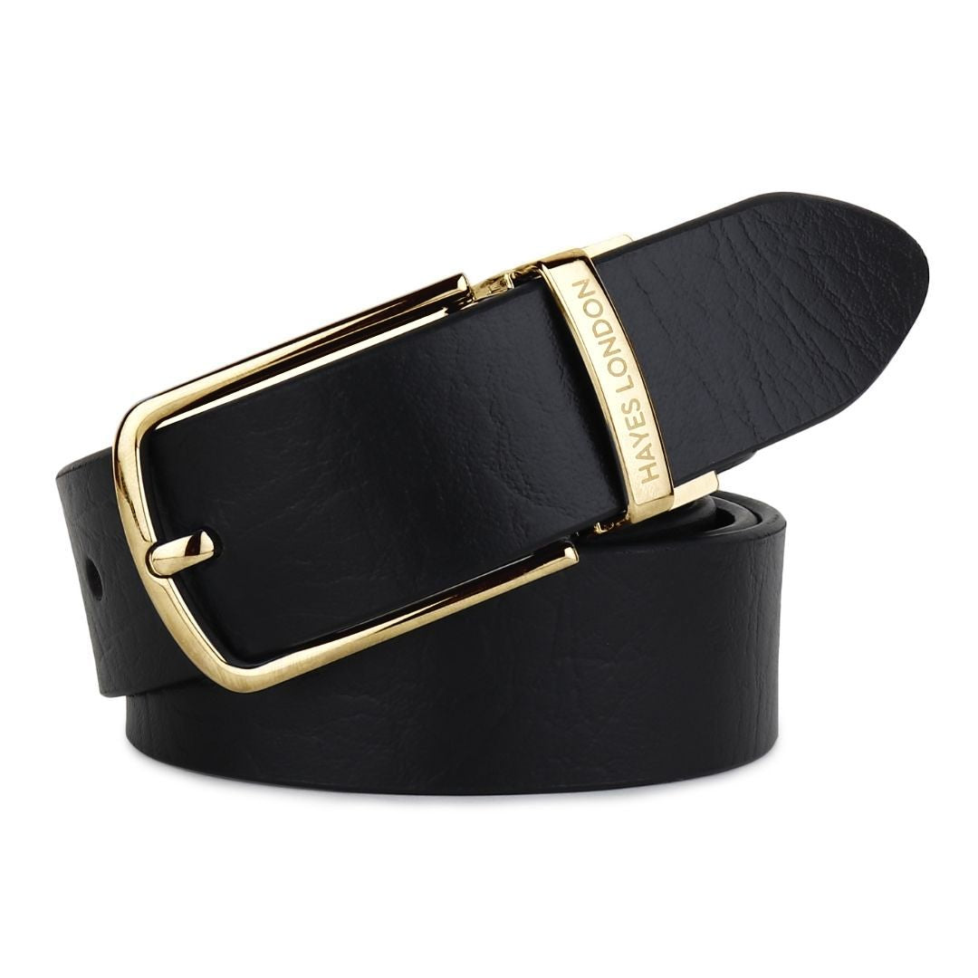 Hayes London | Reversible Black & Brown Genuine Leather Belt For Men (Leather Texture: Wild)