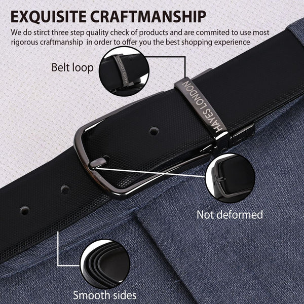 Hayes London | Italian Leather Reversible Black & Brown Belt For Men (Leather Texture: Braided)