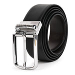 Pebble Black & Brown Italian Leather Reversible Belt for Men – Silver Buckle