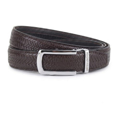 Hayes London | Cosmos Brown Genuine Leather Auto-Lock Belt for Men – Silver Buckle, Micro-Adjustable Fit