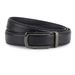 Hayes London | Nebula Black Genuine Leather Auto-Lock Belt for Men – Grey Buckle, Micro-Adjustable Fit