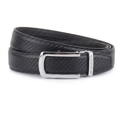 Hayes London | Nebula Black Genuine Leather Auto-Lock Belt for Men – Silver Buckle, Micro-Adjustable Fit