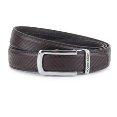 Hayes London | Nebula Brown Genuine Leather Auto-Lock Belt for Men – Silver Buckle, Micro-Adjustable Fit