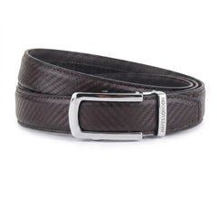 Hayes London | Nebula Brown Genuine Leather Auto-Lock Belt for Men – Silver Buckle, Micro-Adjustable Fit