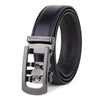 Hayes London | Nova Auto-Lock No-Hole Genuine Leather Belt for Men – Micro-adjustable Smart Belt for Formal & Casual Wear (Plain Black Leather & Grey Buckle)