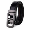 Nova Black Genuine Leather Auto-Lock Belt for Men – Grey Buckle, Micro-Adjustable Fit