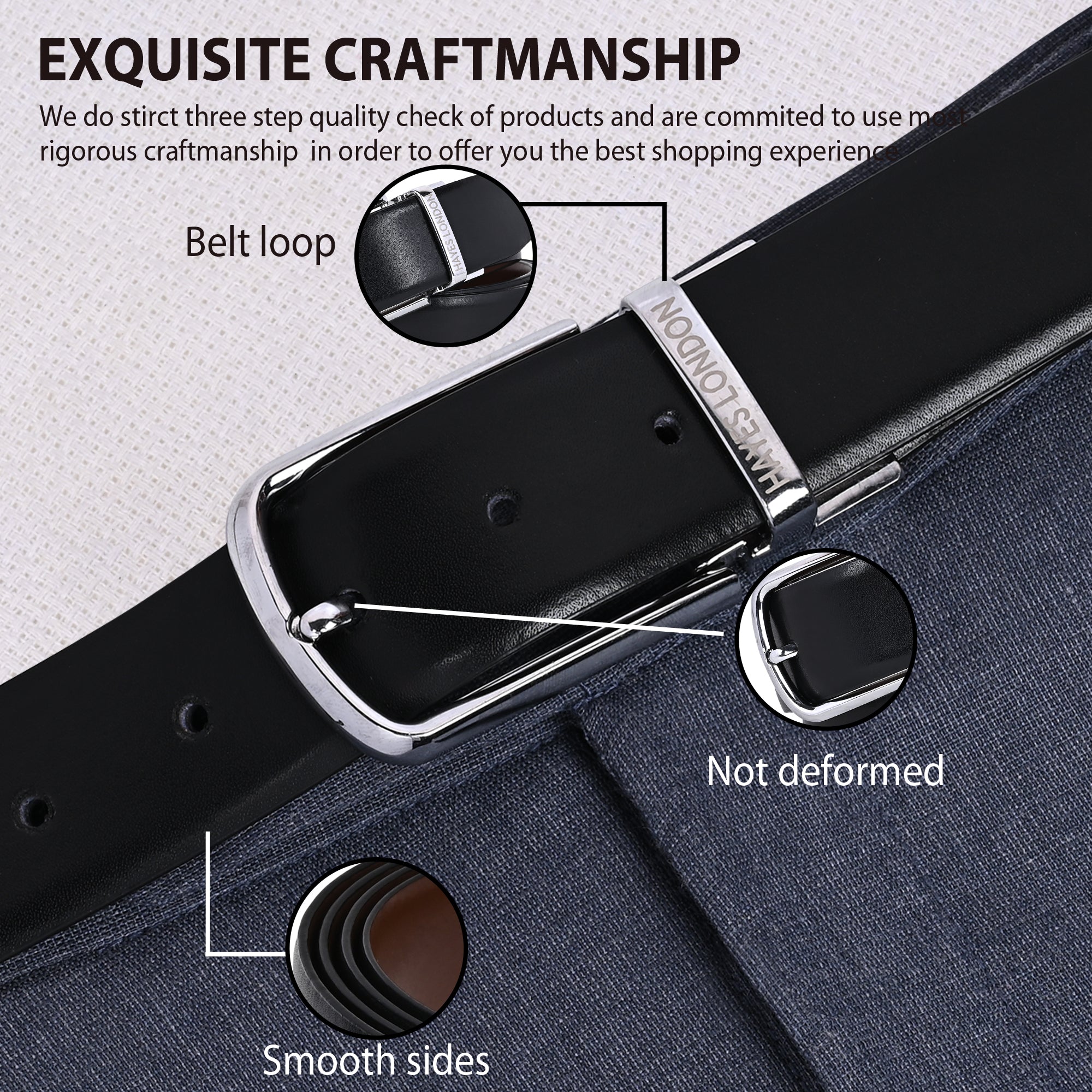 Hayes London | Italian Leather Reversible Black & Brown Belt For Men (Leather Texture: Plain)