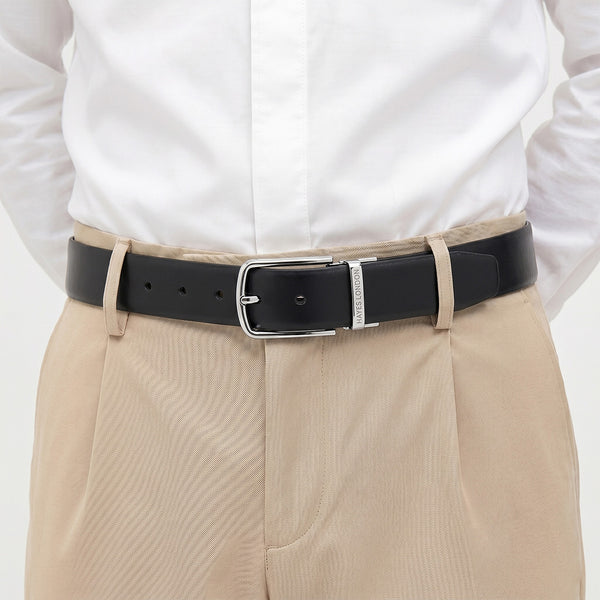 Hayes London | Italian Leather Reversible Black & Brown Belt For Men (Leather Texture: Plain)