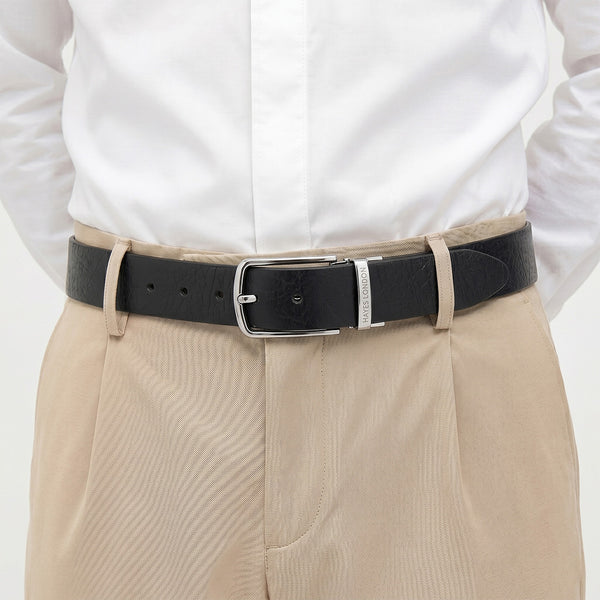 Hayes London | Reversible Black & Brown Genuine Leather Belt For Men (Leather Texture: Wild)