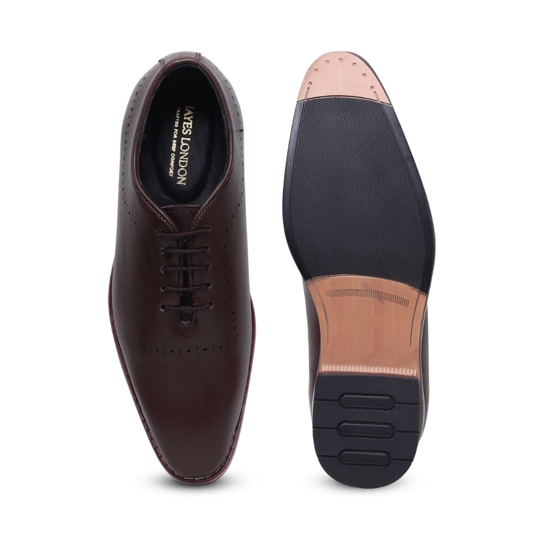 Hayes London | Shelby Wholecut Oxford Shoes – Brown Plain Genuine Leather Men’s Shoes