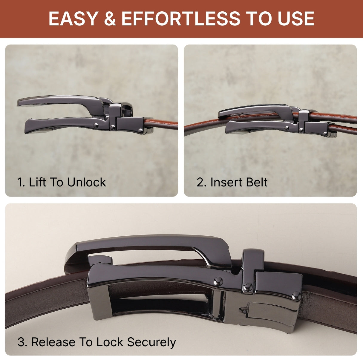 Hayes London | Sparta Auto-Lock No-Hole Genuine Leather Belt for Men – Micro-Adjustable Smart Ratchet Belt for Formal, Office & Casual Wear (Croco Brown Leather & Grey Buckle)