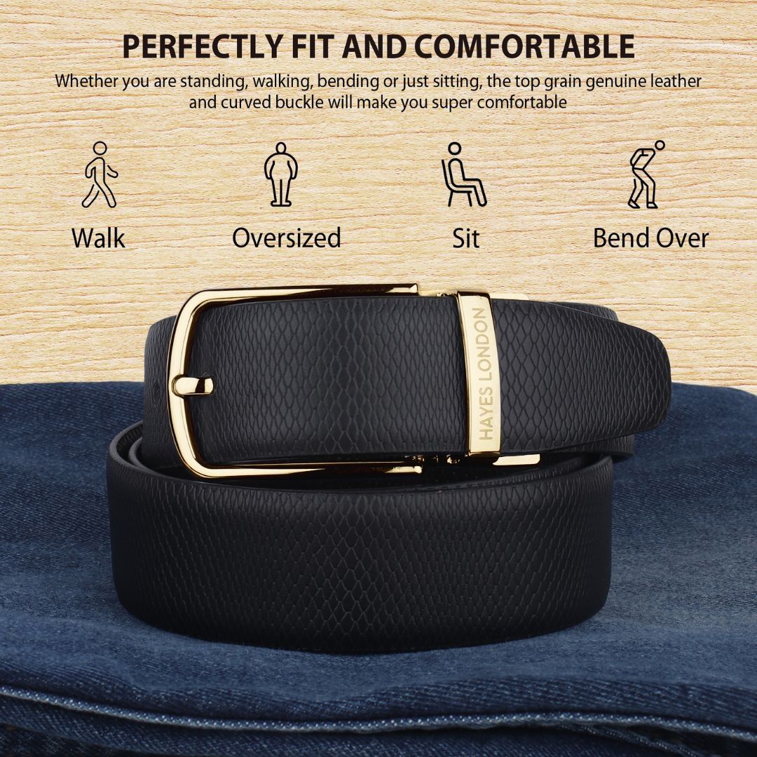 Hayes London | Italian Leather Reversible Black & Brown Belt For Men (Leather Texture: Viper)
