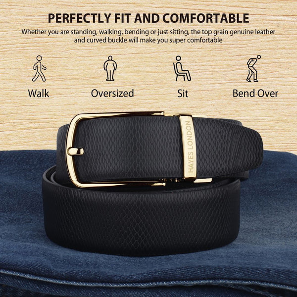 Hayes London | Italian Leather Reversible Black & Brown Belt For Men (Leather Texture: Viper)