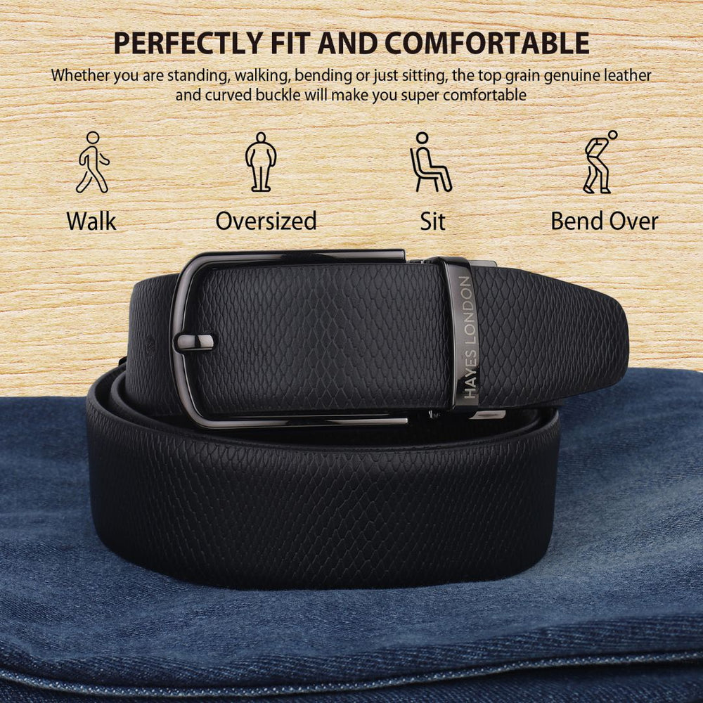 Hayes London | Italian Leather Reversible Black & Brown Belt For Men (Leather Texture: Viper)