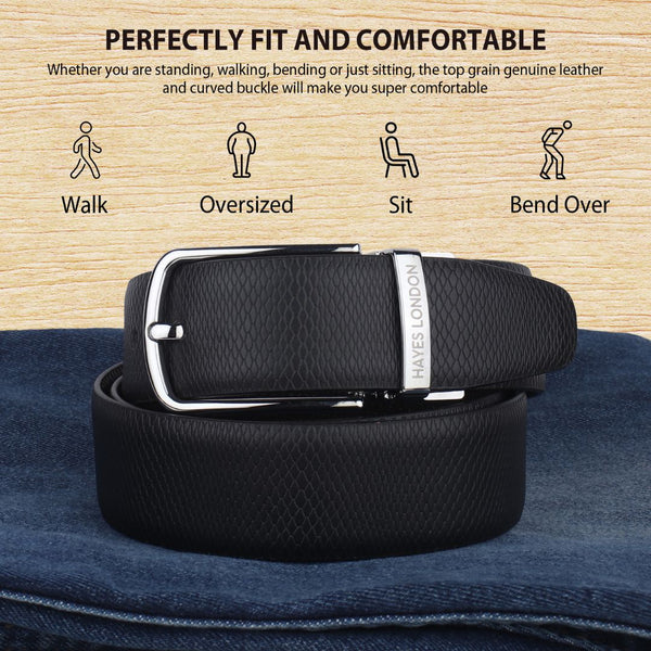 Hayes London | Italian Leather Reversible Black & Brown Belt For Men (Leather Texture: Viper)