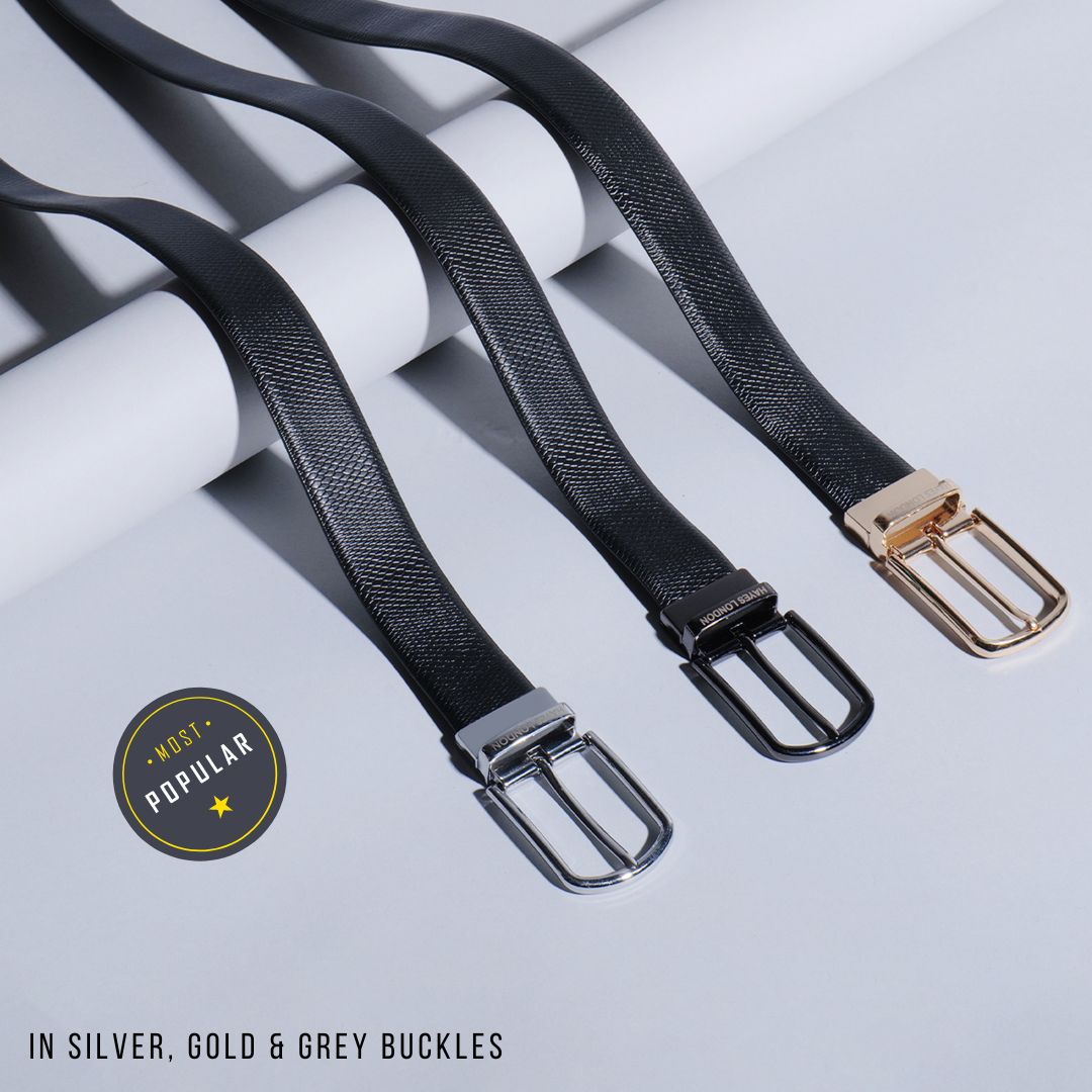 Hayes London | Italian Leather Reversible Black & Brown Belt For Men (Leather Texture: Viper)