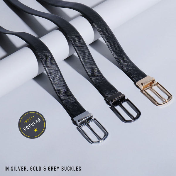 Hayes London | Italian Leather Reversible Black & Brown Belt For Men (Leather Texture: Viper)