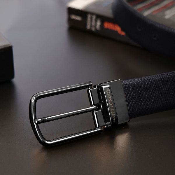 Hayes London | Italian Leather Reversible Black & Brown Belt For Men (Leather Texture: Viper)